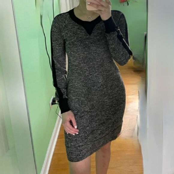 Max Studio Marled Gray Color Block Crewneck Sweater Dress Size XS - Picture 7 of 7